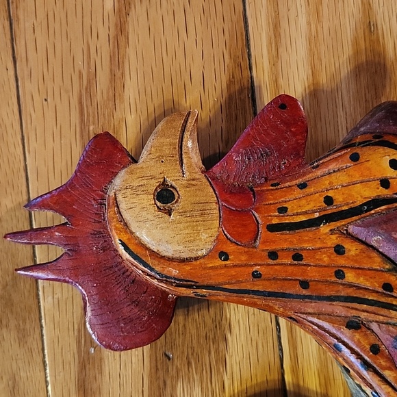 Hand Carved Made In Jamaica Rooster Sculpture - Picture 6 of 16